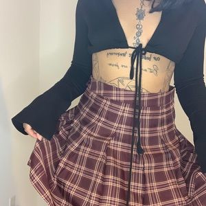 Pleated Plaid Mini Skirt